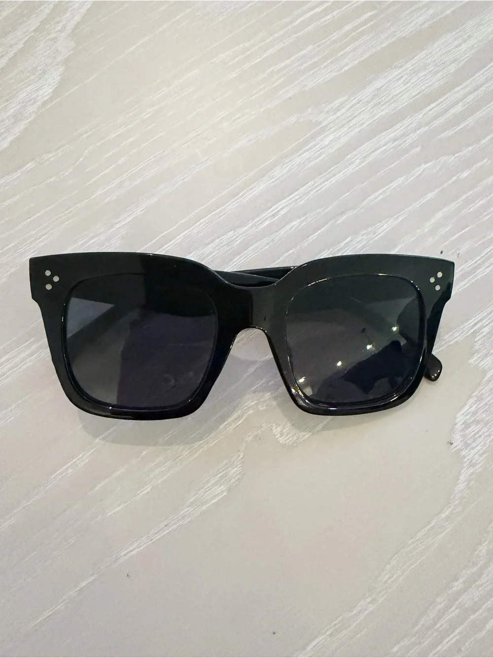 Amazon Black Square Women's Sunglasses with Subtle Silver Dots